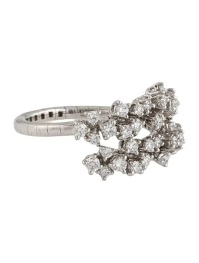 Pre-owned Damiani 18k Diamond Mimosa Cluster Bypass Ring W/ Tags In Multicolor