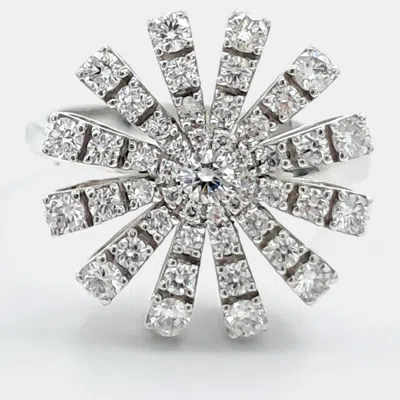 Pre-owned Damiani Margherita 18k White Gold Diamond Ring In Silver
