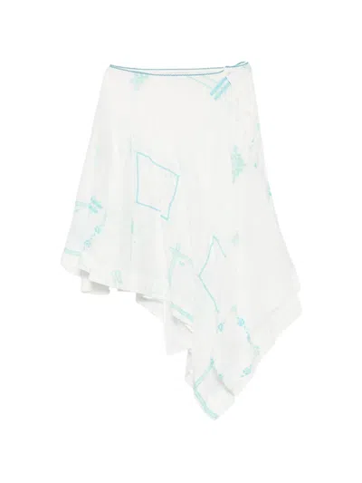 Damson Madder Corinne Embroidered Midi Skirt In White