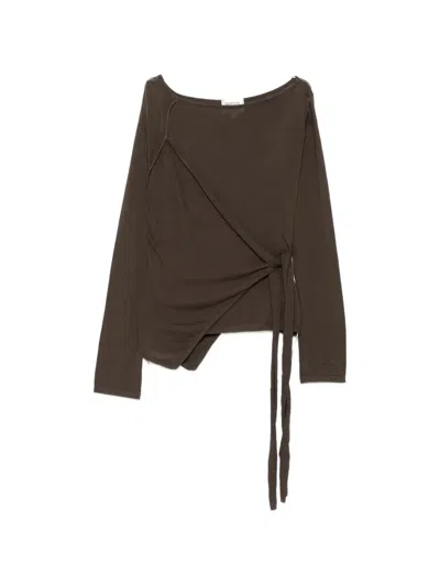Damson Madder Hannie Wrap-style Sweater In Brown