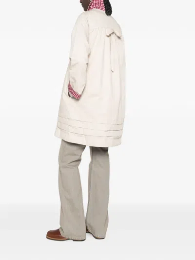 Damson Madder Mercedes Bow-detail Reversible Trench Coat In Animal Print
