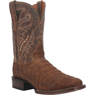Pre-owned Dan Post Mens Mickey Cowboy Boots Caiman Foot Tan In Brown