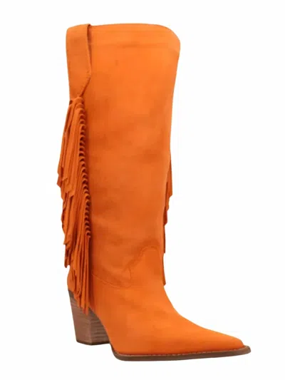 Dan Post Women's Twister Leather Fringe Boot In Orange