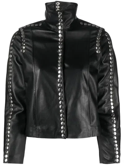 Dancassab Stud-detailing Leather Jacket In Black