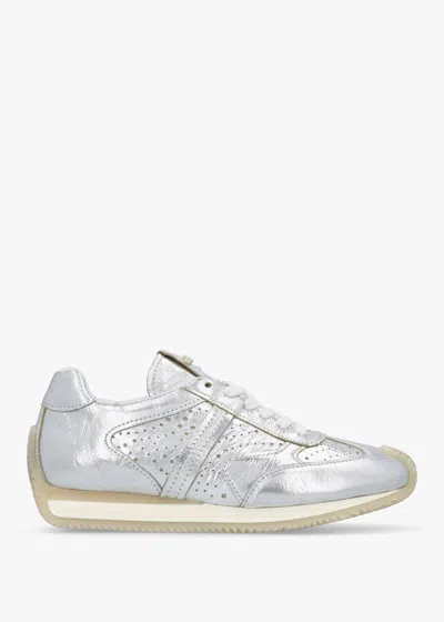Daniel Mated Silver Leather Perforated Runner Trainers