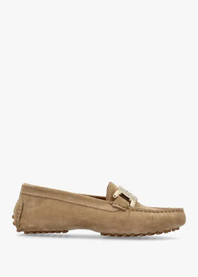 Daniel Privey Beige Suede Moccasin Loafers