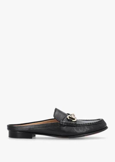 Daniel Pule Black Leather Backless Mule Loafers