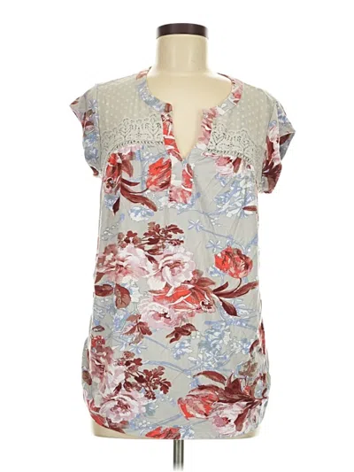 Pre-owned Daniel Rainn Short Sleeve Blouse In Silver