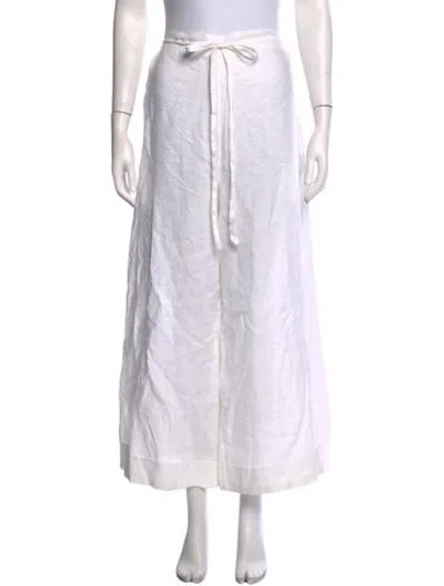 Pre-owned Daniela Gregis Linen Wide Leg Pants In White