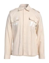 Daniele Alessandrini Homme Man Shirt Cream Size L Linen, Cotton In White