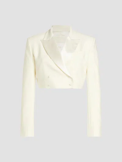 Danielle Frankel Women's Ford Crop Tuxedo Jacket In Pearl