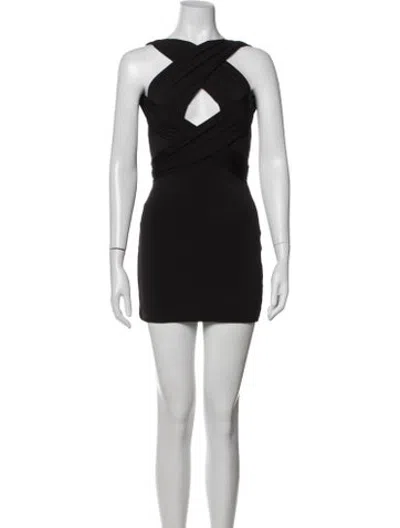 Pre-owned Danielle Guizio Asymmetrical Mini Dress In Black