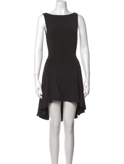 Pre-owned Danielle Guizio Bateau Neckline Mini Dress In Black