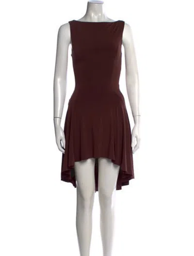 Pre-owned Danielle Guizio Bateau Neckline Mini Dress In Burgundy