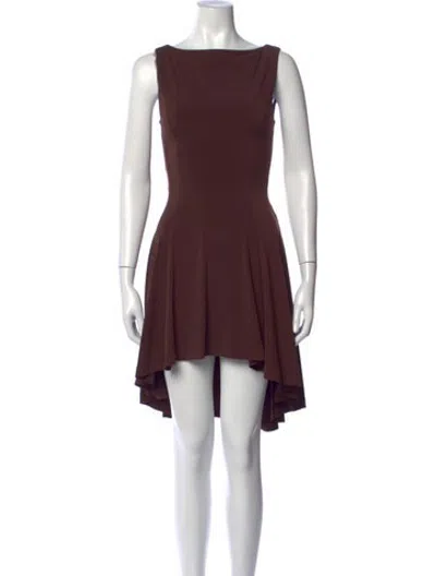 Pre-owned Danielle Guizio Bateau Neckline Mini Dress In Burgundy