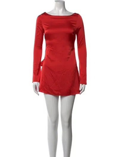 Pre-owned Danielle Guizio Bateau Neckline Mini Dress In Red