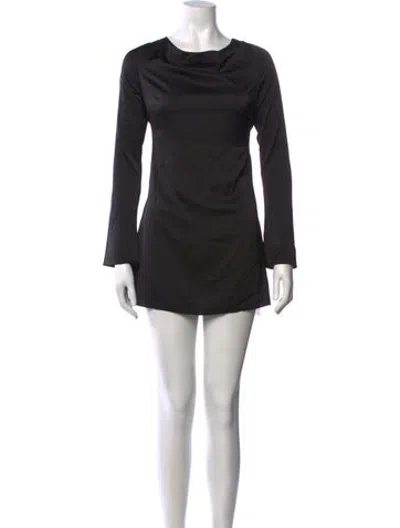 Pre-owned Danielle Guizio Crew Neck Mini Dress In Black