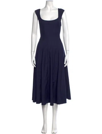 Pre-owned Danielle Guizio Square Neckline Midi Length Dress In Blue