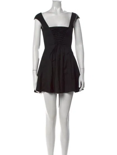 Pre-owned Danielle Guizio Square Neckline Mini Dress In Black