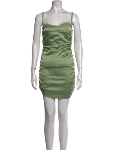 Pre-owned Danielle Guizio Square Neckline Mini Dress In Green