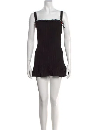 Pre-owned Danielle Guizio Square Neckline Mini Dress W/ Tags In Black