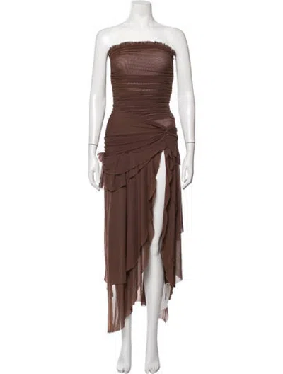 Pre-owned Danielle Guizio Strapless Long Dress In Brown