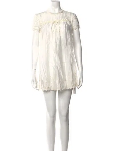 Pre-owned Danielle Guizio Tie Neck Mini Dress In Neutrals