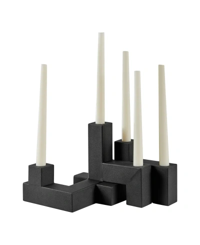 Danya B Contemporary Metal 2-piece Stacking Candelabra Taper Candle Holder Set In Black