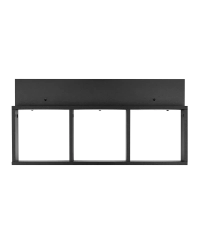 Danya B Modern 3 Cube Floating Wall Shelf With Display Ledge, Easy To Hang Wall Mounted Triple Cubby Shelf In Black