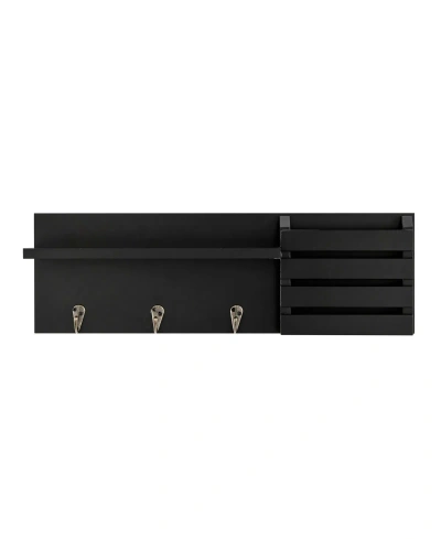 Danya B Utility Shelf With Pocket And Hanging Hooks In Black