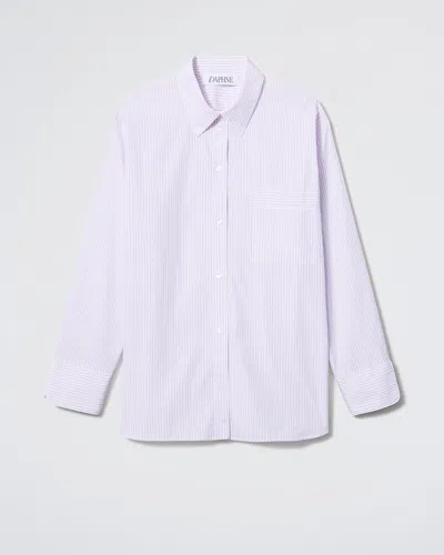 Daphne The Overnight Shirt In Lavender Stripe