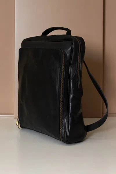 D'arienzo Black Calf Leather Backpack And Bag Vintage Aspect