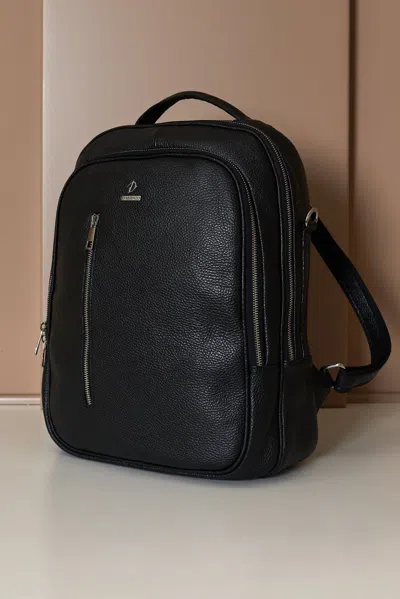 D'arienzo Black Calf Leather Backpack Bag Dollaro Aspect