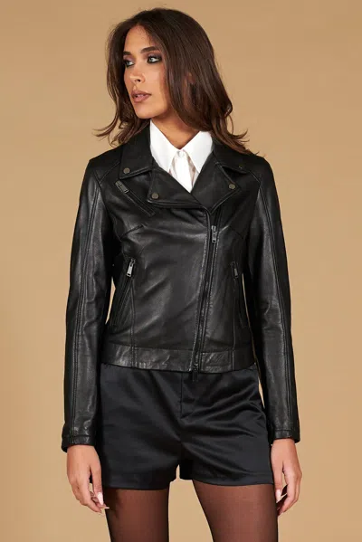 D'arienzo Black Nappa Lamb Leather Biker Jacket Cross Zipper