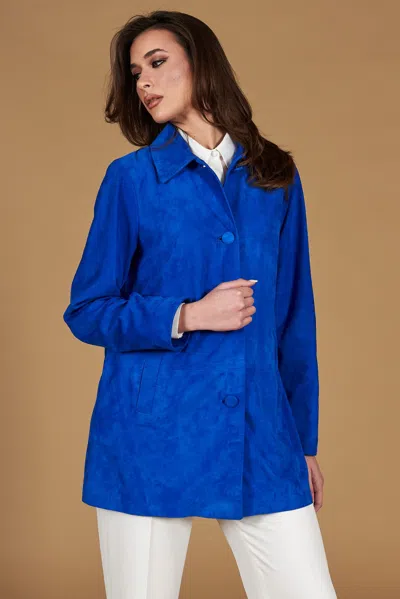 D'arienzo Bluette Double-breasted Suede Leather Blazer Oversized Version