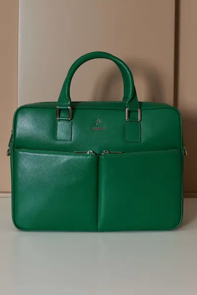 D'arienzo Light Green 24h Briefcase In Saffiano Calf Leather With Double Pocket