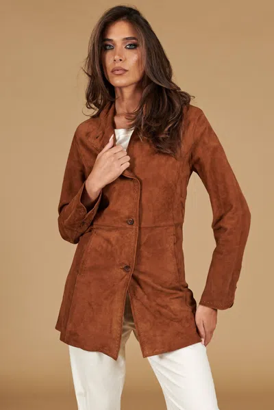 D'arienzo Tan Suede Unlined Leather Trench Coat In Brown