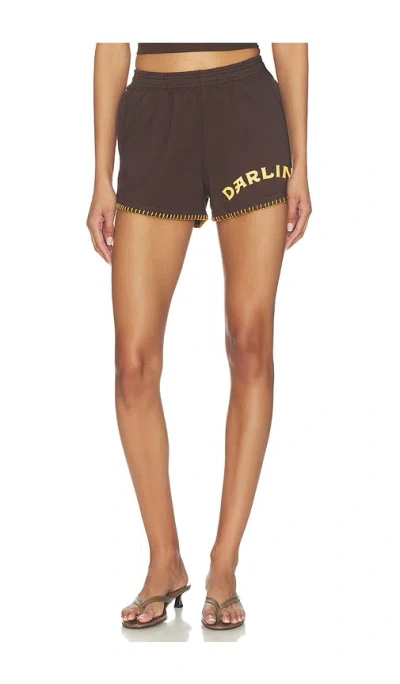 Darlin Keep It Country Heavy Jersey Short In Chocolate