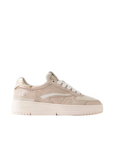 Date Ivory Torneo Pure Calf Metallic Smooth Leather Sneakers In Multi