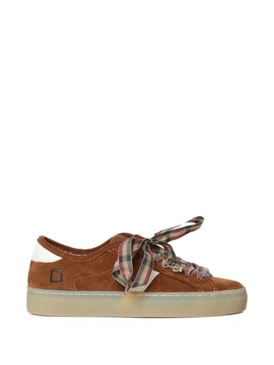 Date Suede Check-lace Sneakers In Brown
