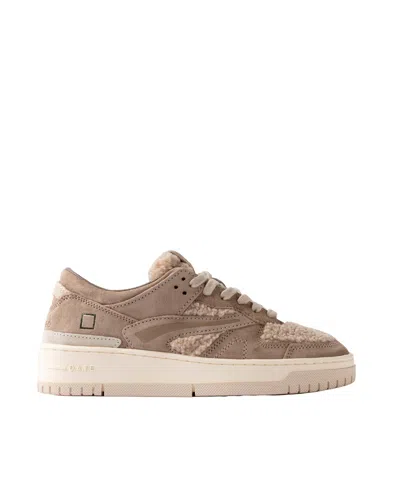 Date Taupe Suede Teddy Beige Low-top Sneakers In Multi