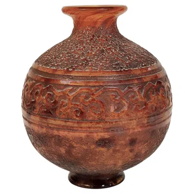 Pre-owned Daum Antique  Nancy Art Deco Glass Vase, Orange-red, France, 1920 In Brown