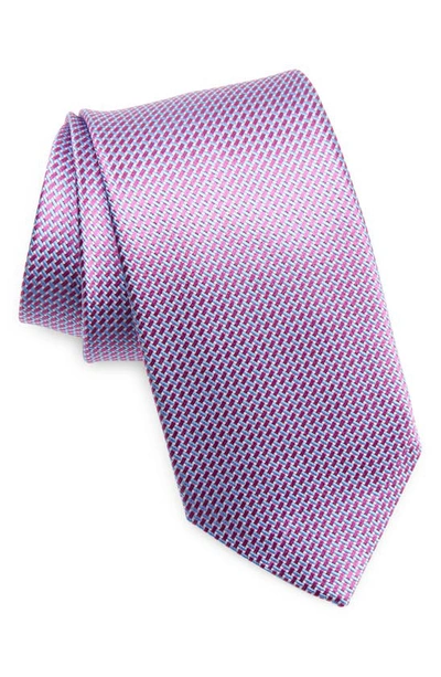 David Donahue Neat Silk Tie In Berry