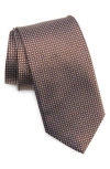 David Donahue Neat Silk Tie In Chocolate