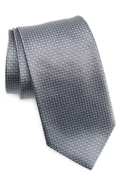 David Donahue Neat Silk Tie In Grey