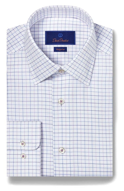 David Donahue Regular Fit Check Royal Oxford Dress Shirt In White/ Lilac