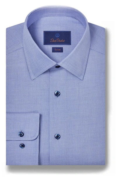 David Donahue Trim Fit Dobby Microcheck Dress Shirt In Blue