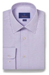David Donahue Trim Fit Dobby Microcheck Dress Shirt In Lilac/white