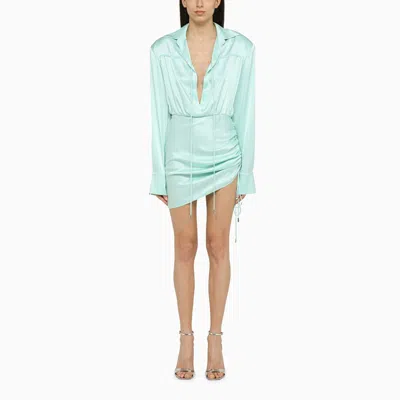 David Koma Aqua Green Wool Mini Dress In Light Blue