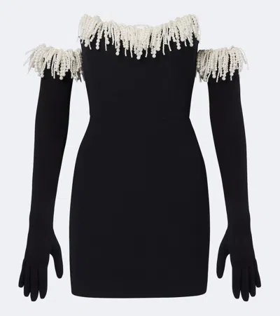 David Koma Embellished Fringed Bustier Minidress In Black